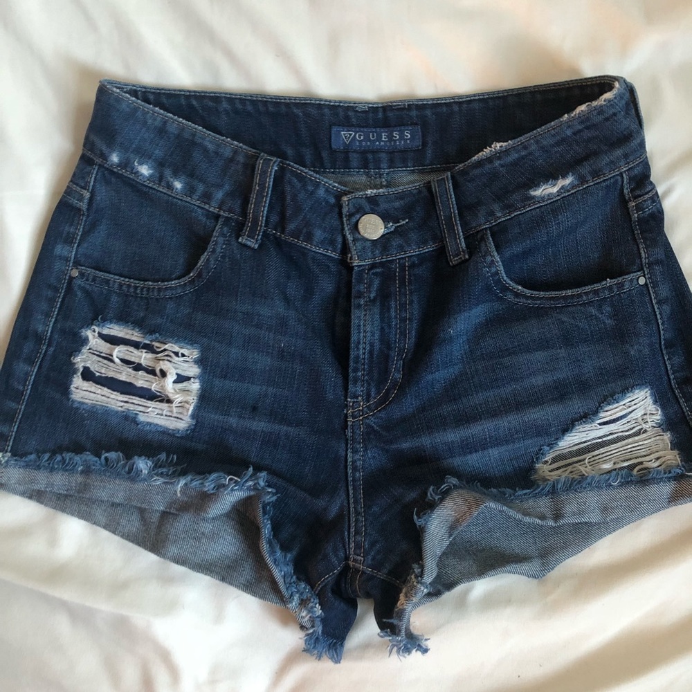 Guess High Rise Ripped Shorts - Picture 3 of 7